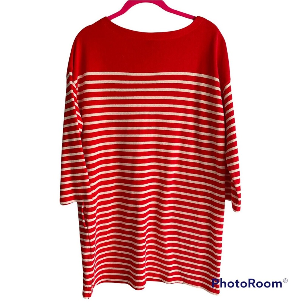 J.CREW Red & White 3/4 Sleeve Ladies Boat Neck Ladies Tunic Dress, M - Picture 3 of 8